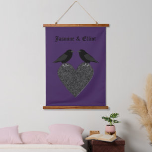 Gothic Ravens and Black Heart Custom Hanging Tapestry