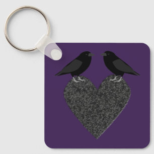 Gothic Ravens and Black Heart Custom Keychain