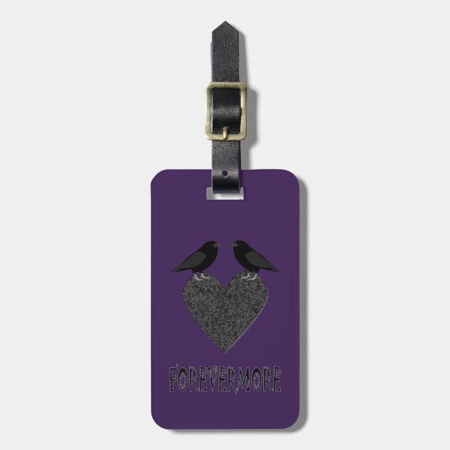 Gothic Ravens and Black Heart Custom Luggage Tag (Front Vertical)