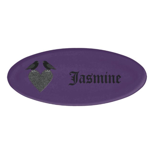 Gothic Ravens and Black Heart Custom Name Tag (Front)