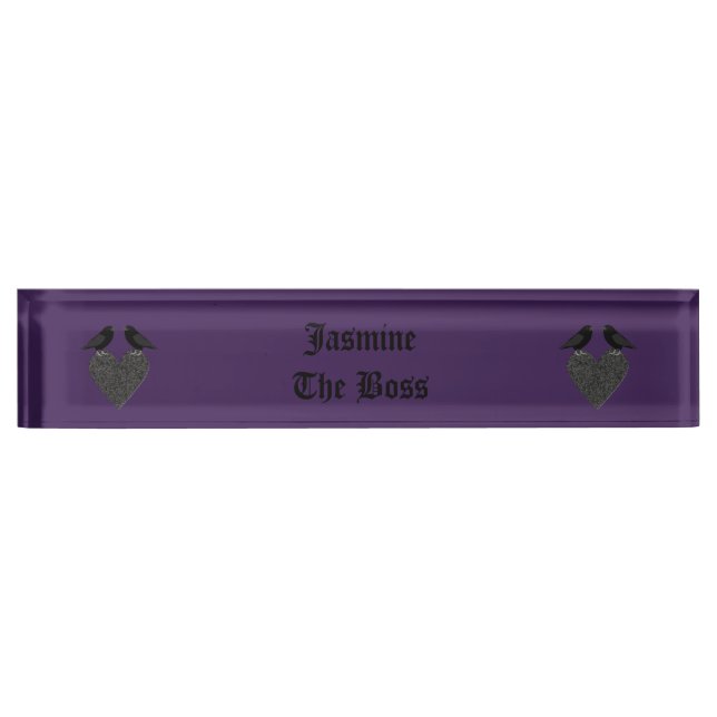 Gothic Ravens and Black Heart Custom Nameplate (Front)