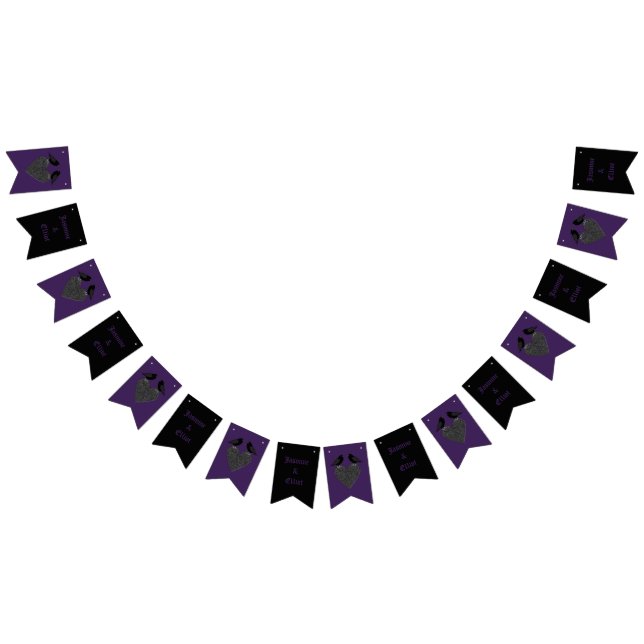 Gothic Ravens and Black Heart Custom Wedding Bunting Flags (All)