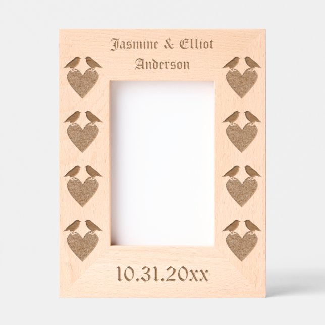 Gothic Ravens and Black Heart Custom Wedding Etched Frames (Front)