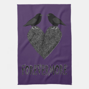 Gothic Ravens and Black Heart Kitchen Towel