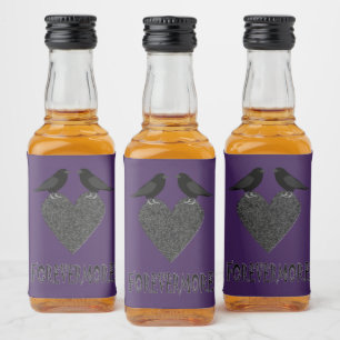 Gothic Ravens and Black Heart Liquor Bottle Label