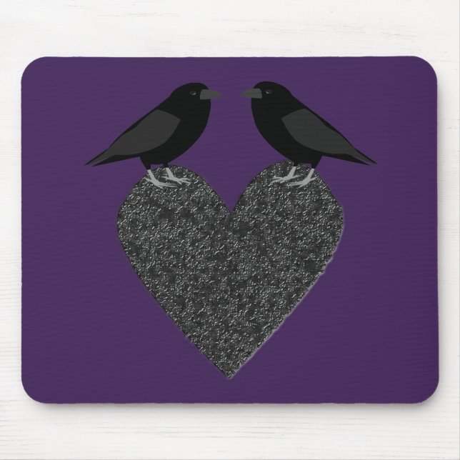 Gothic Ravens and Black Heart Mouse Pad (Front)