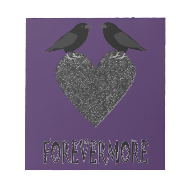 Gothic Ravens and Black Heart Notepad (Front)