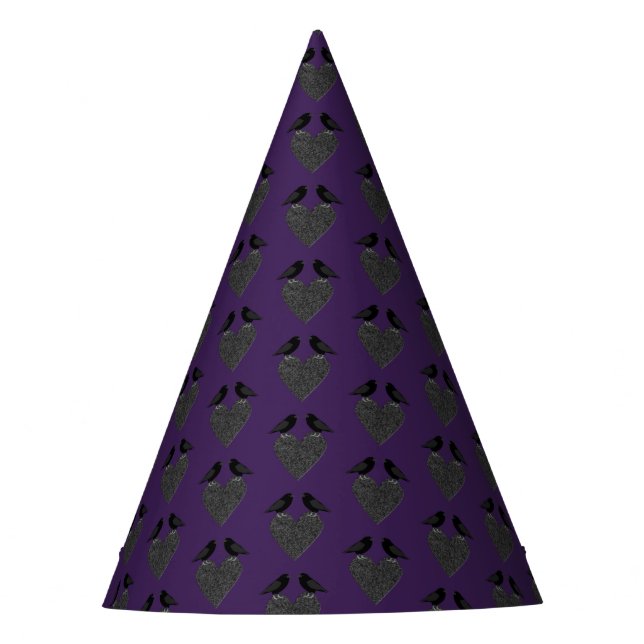 Gothic Ravens and Black Heart Party Hat (Front)