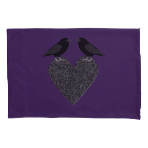 Gothic Ravens and Black Heart Pillowcase