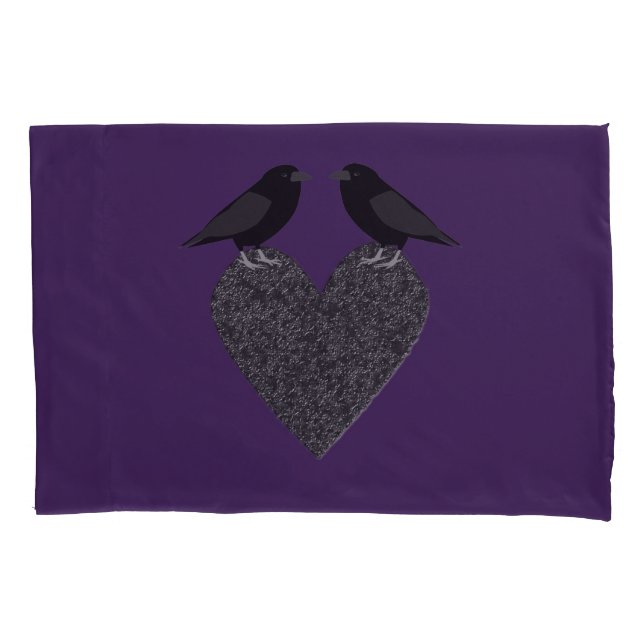 Gothic Ravens and Black Heart Pillowcase (Front)
