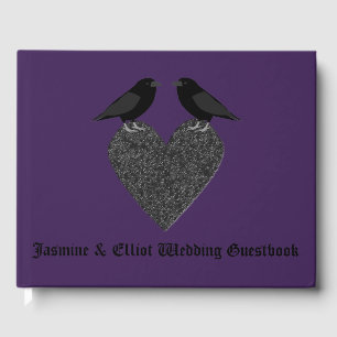 Gothic Ravens and Black Heart Wedding Guest Book