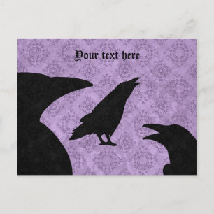 Gothic ravens black and purple postcard