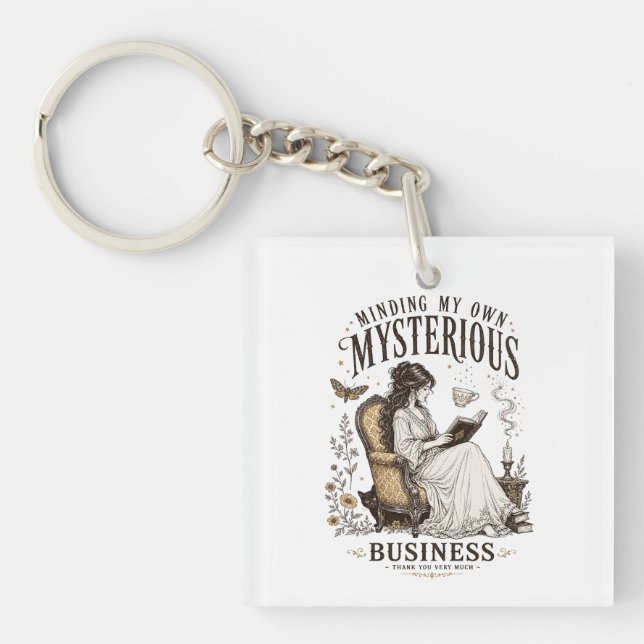 Gothic Reader Dark Academia Bookish Gift Keychain (Front)