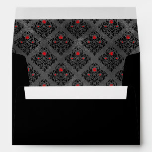 Gothic Red and Black Damask Wedding Envelope