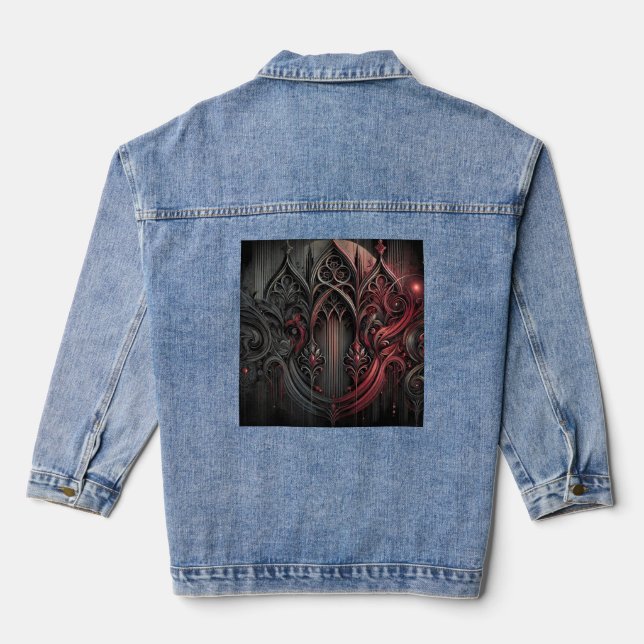 Gothic Red and Black Denim Jacket (Back)