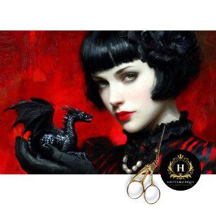 Gothic Red Black Dragon Woman Fantasy Decoupage  Tissue Paper