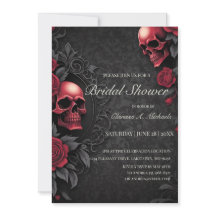 Gothic Red & Black Skull & Rose Bridal Shower
