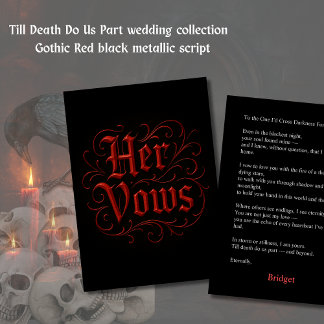 Gothic Red & Black Wedding Vow Letter – Her Vows Card