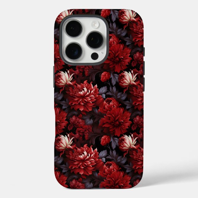 Gothic Red Chrysanthemum Dark Floral Case-Mate iPhone Case (Back)