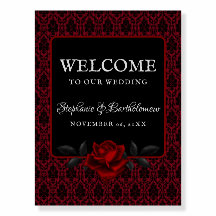 Gothic Red Damask Rose Wedding