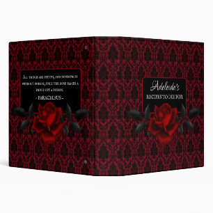 Gothic Red Damask Rose Wedding Binder
