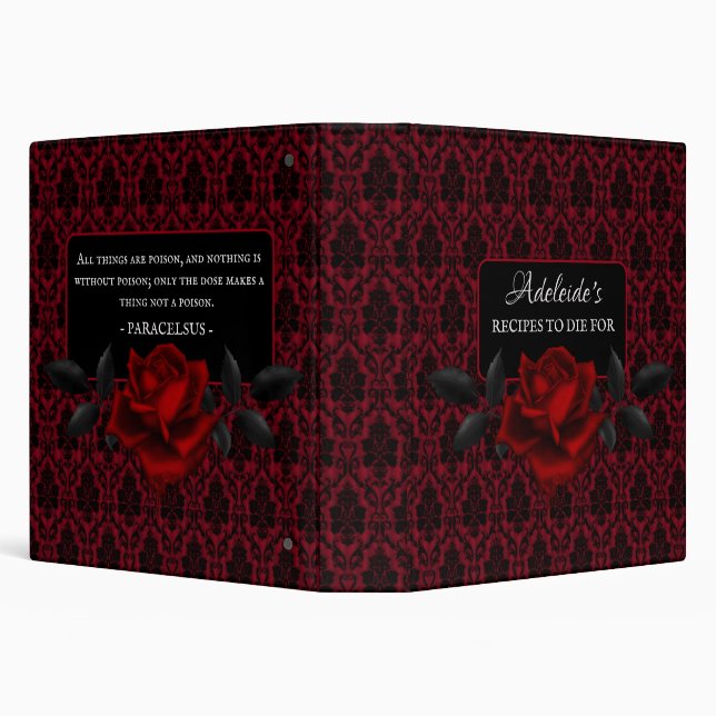 Gothic Red Damask Rose Wedding Binder (Background)