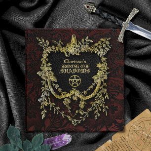 Gothic Red Floral Gold Leaves Book of Shadows Binder
