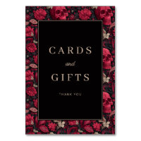 Gothic Red Floral Skulls Border