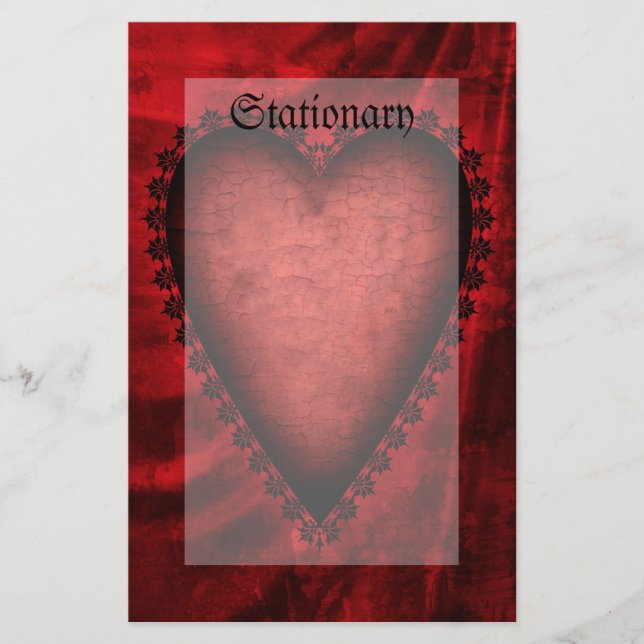 Gothic Red Heart Stationery (Front)