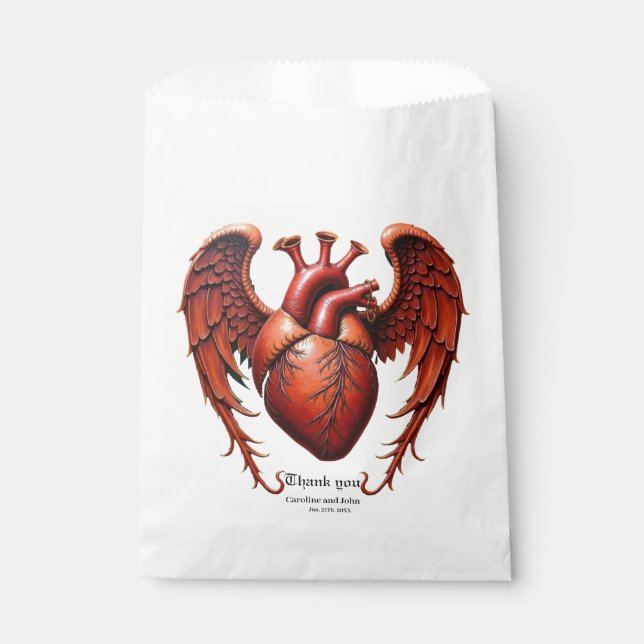 Gothic Red Heart with Roses – Dark Romantic  Favour Bag (Front)