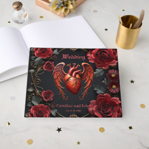 Gothic Red Heart with Roses – Dark Romantic Guest Book