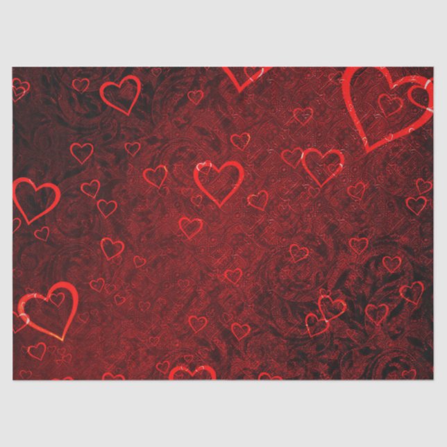 Gothic Red Hearts Decoupage 20x30 Tissue Paper (Front)