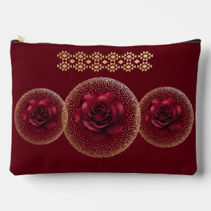 Gothic Red Rose & Gold Personalized Accessory Pouch