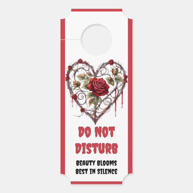 Gothic Red Rose Heart Vine Artwork Door Hanger (Front)