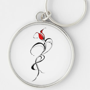 Gothic Red Rose Lady Surreal Tribal Tattoo Art Keychain