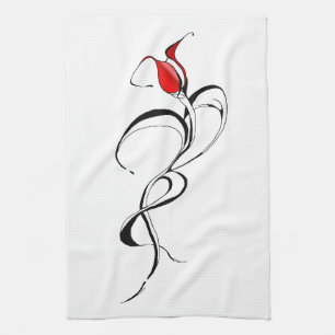 Gothic Red Rose Lady Surreal Tribal Tattoo Art Kitchen Towel
