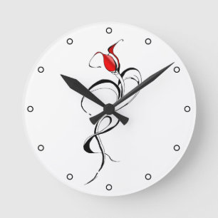 Gothic Red Rose Lady Surreal Tribal Tattoo Art Round Clock