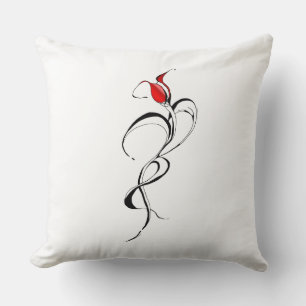 Gothic Red Rose Lady Surreal Tribal Tattoo Art Throw Pillow