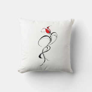 Gothic Red Rose Lady Surreal Tribal Tattoo Art Throw Pillow