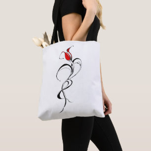 Gothic Red Rose Lady Surreal Tribal Tattoo Art Tote Bag