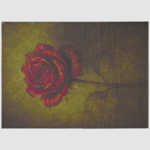 Gothic Red Rose on Damask – Dark Romantic Vintage Tissue Paper