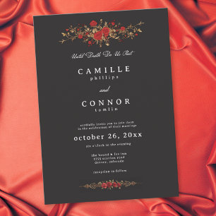 Gothic Red Rose Until Death Do Us Part Wedding Invitation