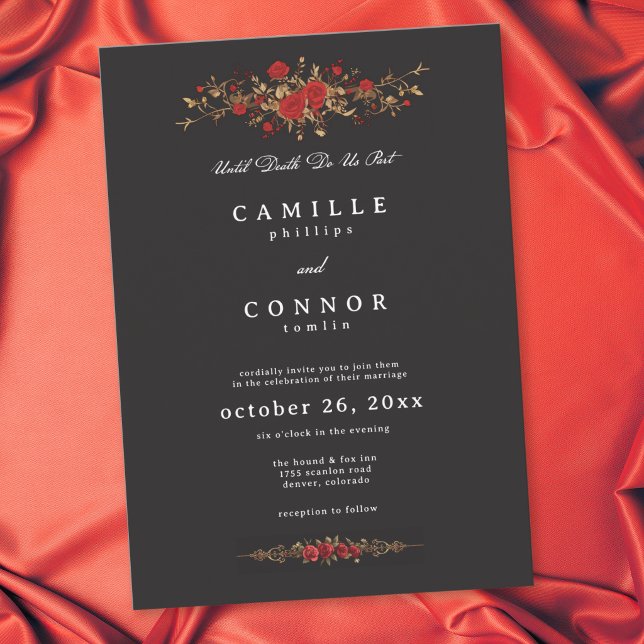 Gothic Red Rose Until Death Do Us Part Wedding Invitation (Gothic Red Rose Until Death Do Us Part Wedding Invitation)