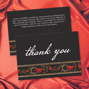 Gothic Red Rose Until Death Do Us Part Wedding Thank You Card