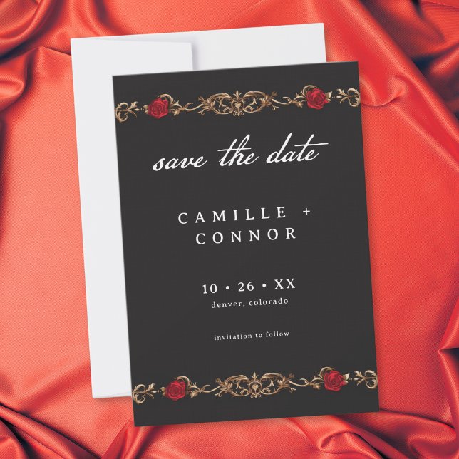 Gothic Red Rose Until Death Wedding Save The Date (Gothic Red Rose Until Death Wedding Save The Date)