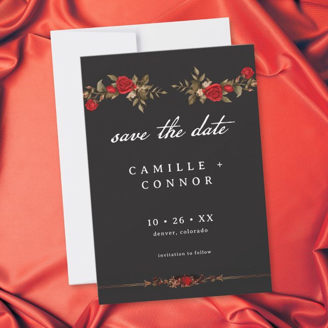 Gothic Red Rose Until Death Wedding Save The Date (Gothic Red Rose Until Death Wedding Save The Date)