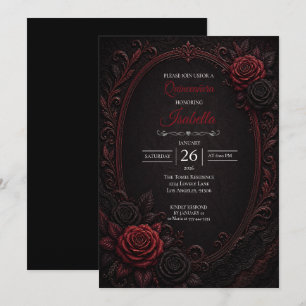 Gothic Red roses Quinceañera Invitation