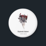 Gothic Red Roses Skeleton Wedding  Magnet<br><div class="desc">Red and black roses with skeleton on white background. Beautifully invitation that can be customized with your name. Select the "customize" button to change the font style,  colour and size.</div>