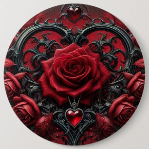Gothic red roses Valentine's day 6 Inch Round Button