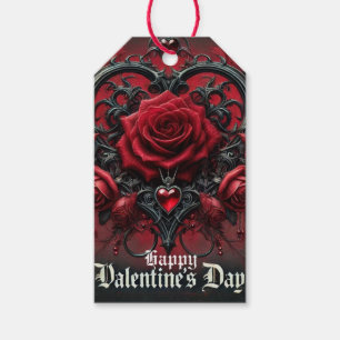 Gothic red roses Valentine's day Gift Tags